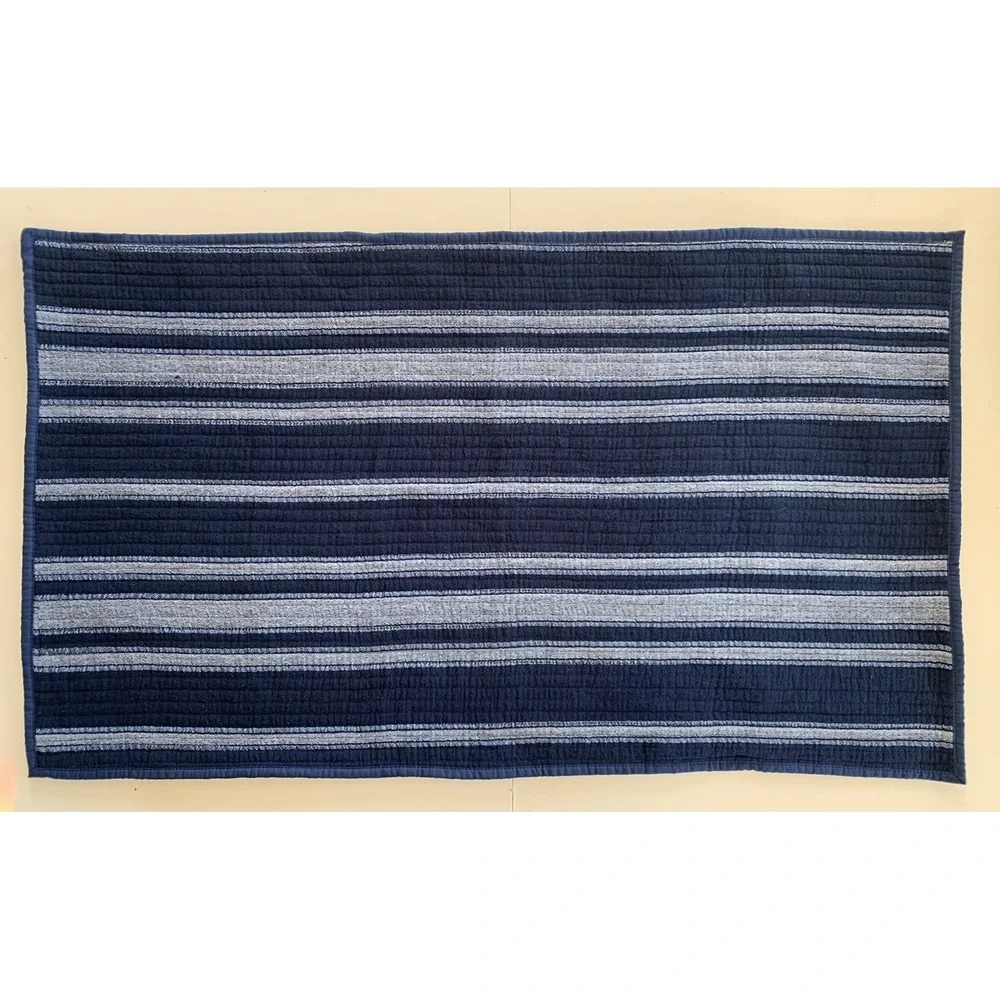 FRYE Set‎ of 2 Pillow Shams Blue Gray Stripe Sporty Cotton Nautical STANDARD